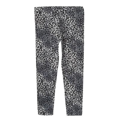 bluezoo Girl's grey leopard print leggings